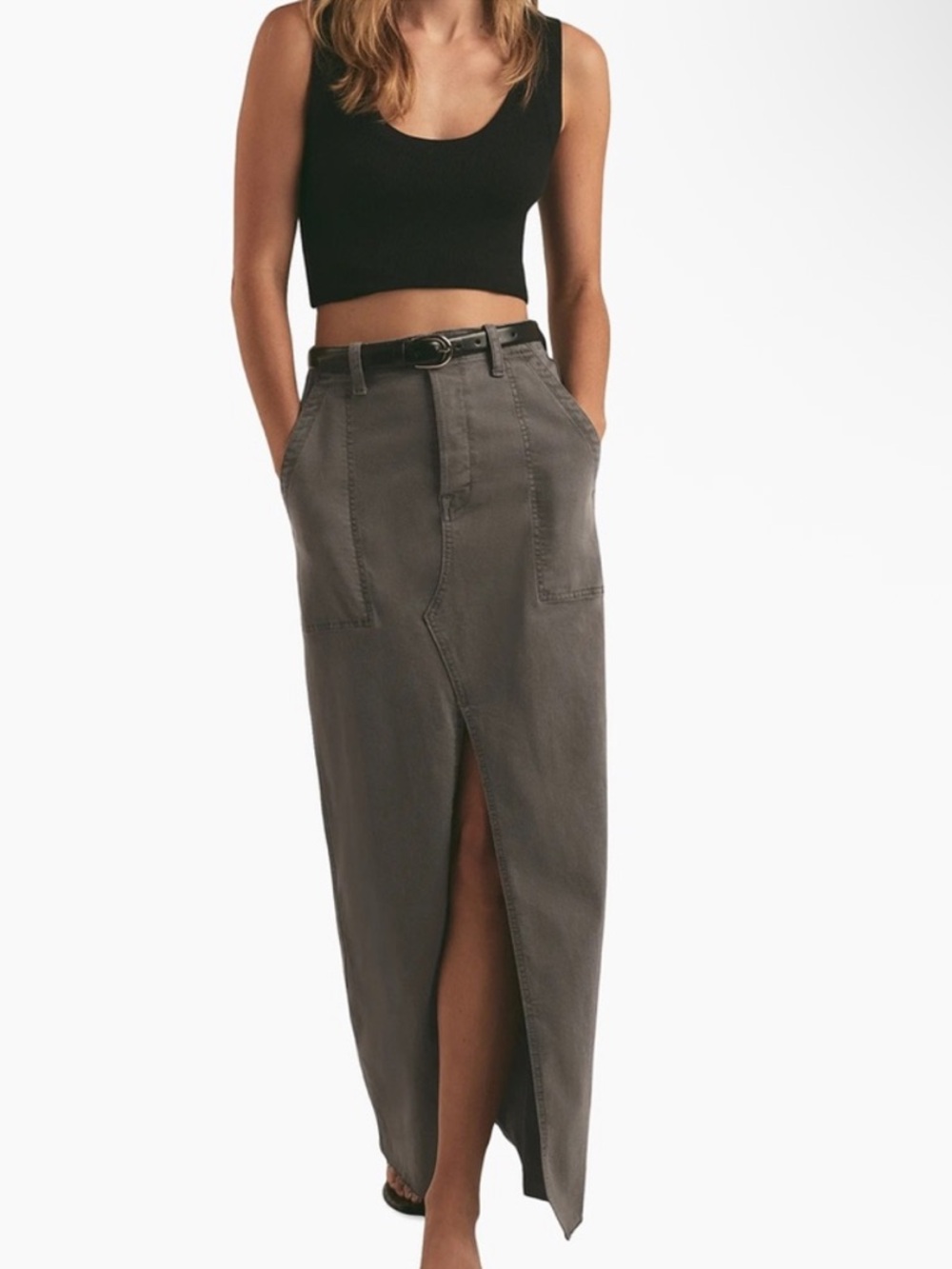 Favorite Daughter Sadie Olive Green Maxi Skirt
